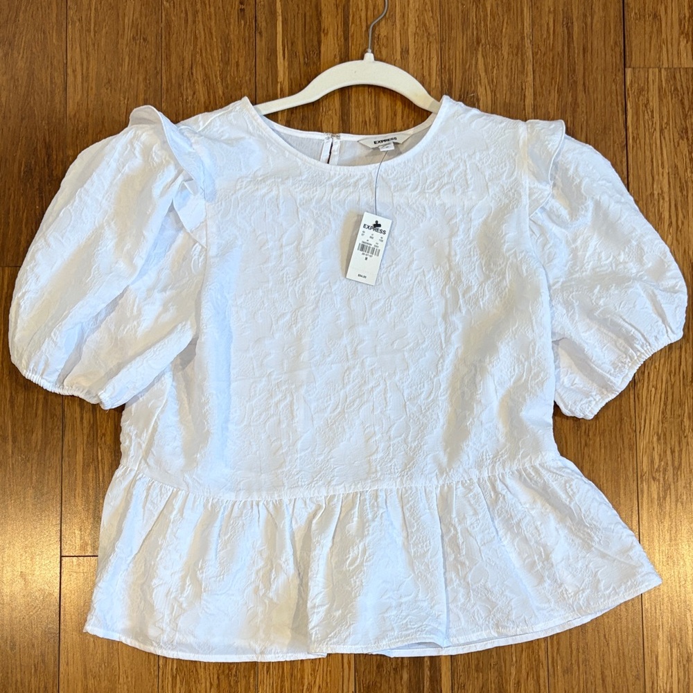 Express White Blouse with Puff Sleeves